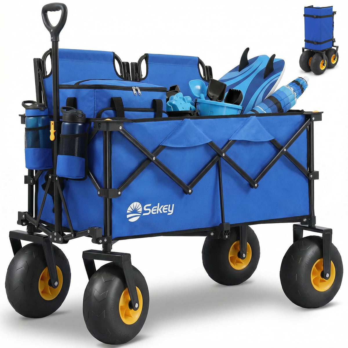 Sekey wagon folded in a car trunk for easy storage and transport