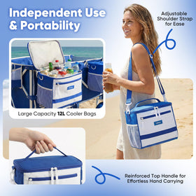 Sekey insulated cooler bag set keeps drinks cold on hot beach days.