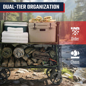 Sekey two-tier design keeps muddy gear separate from clean items during events.