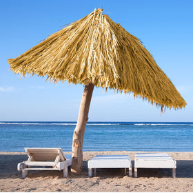 SEKKVY glass roof thatch can be attached with adhesive for a clean tiki look.