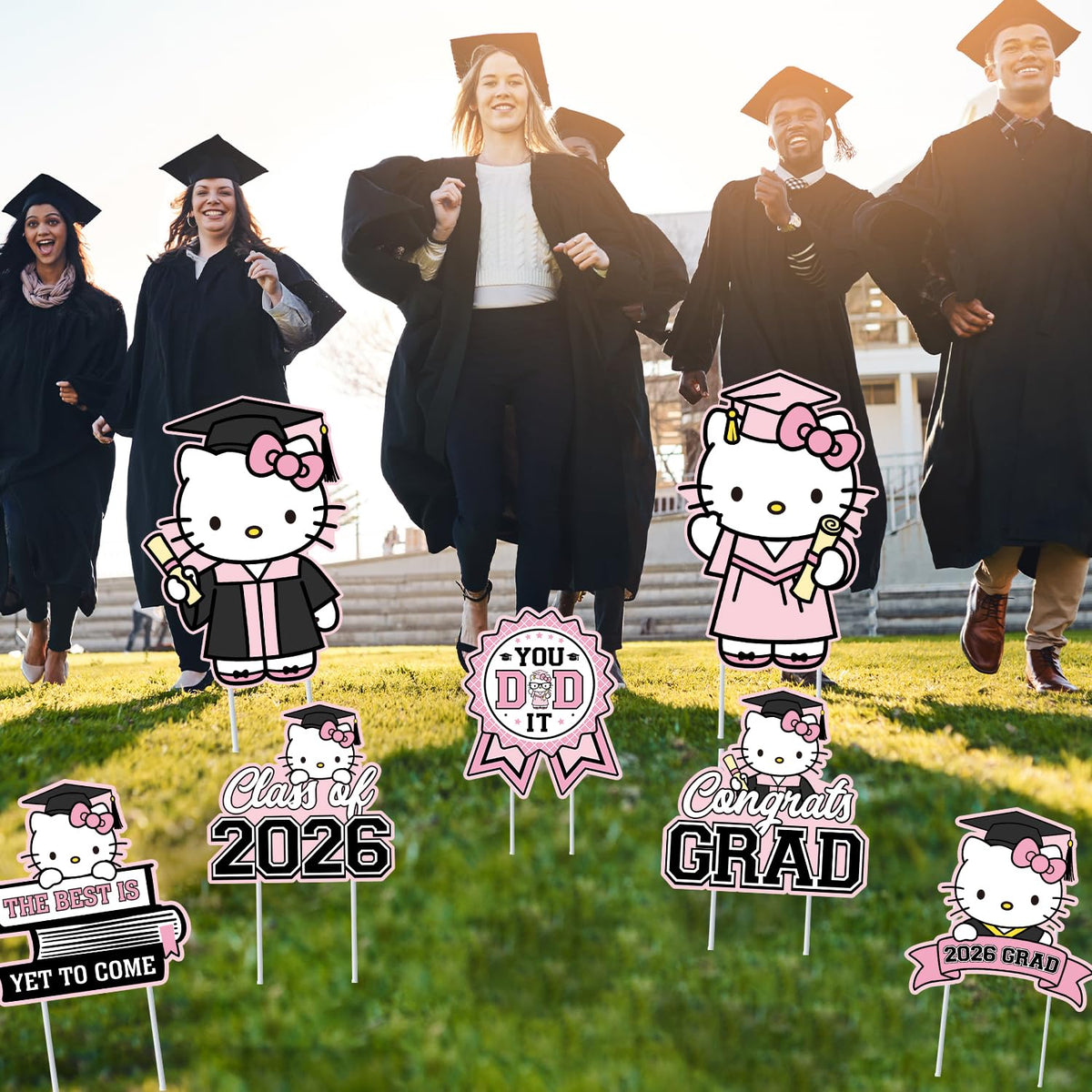 SEL pink graduation yard signs class of 2026 brighten the lawn for photos