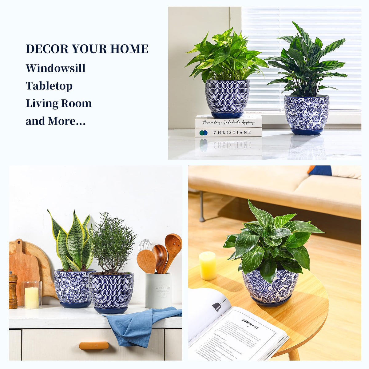 Selamica vintage blue planter highlighting modern classic style.