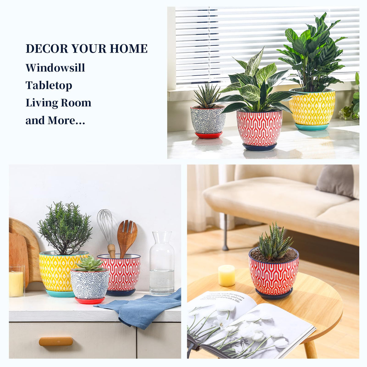 Selamica ceramic pot with mesh pad keeps soil in place while watering