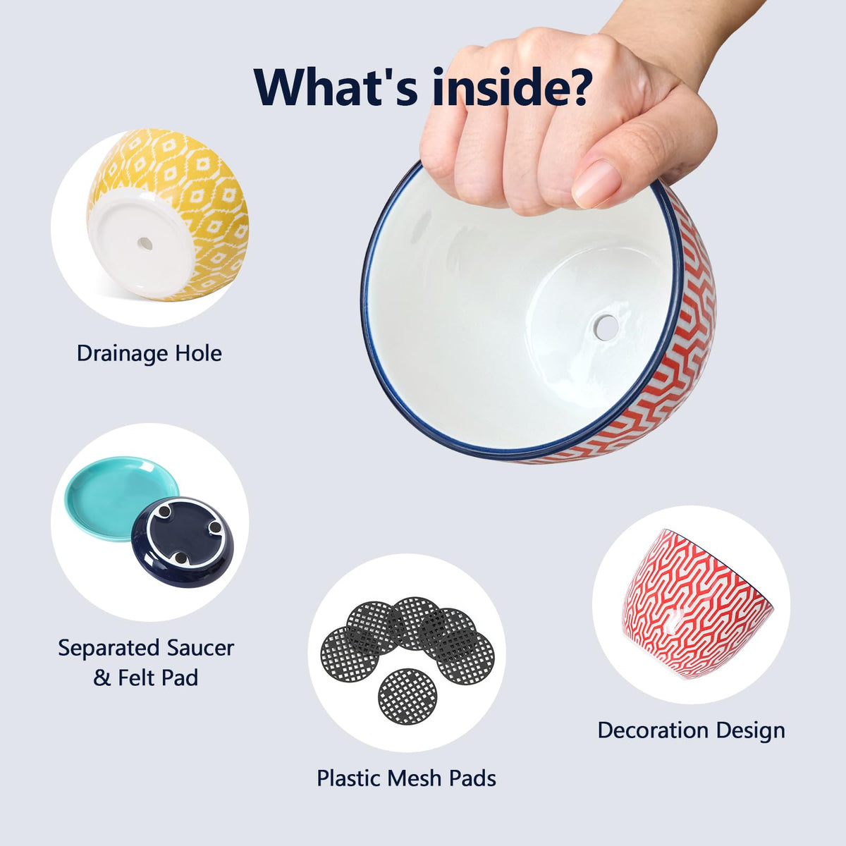 Selamica pot with removable saucer for easy cleaning and surface protection