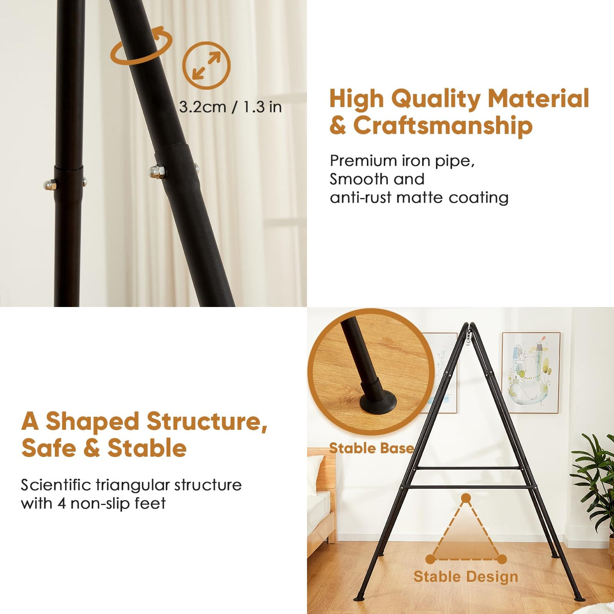 SELFLA half-circle crossbar design simplifies setup and folding after use.