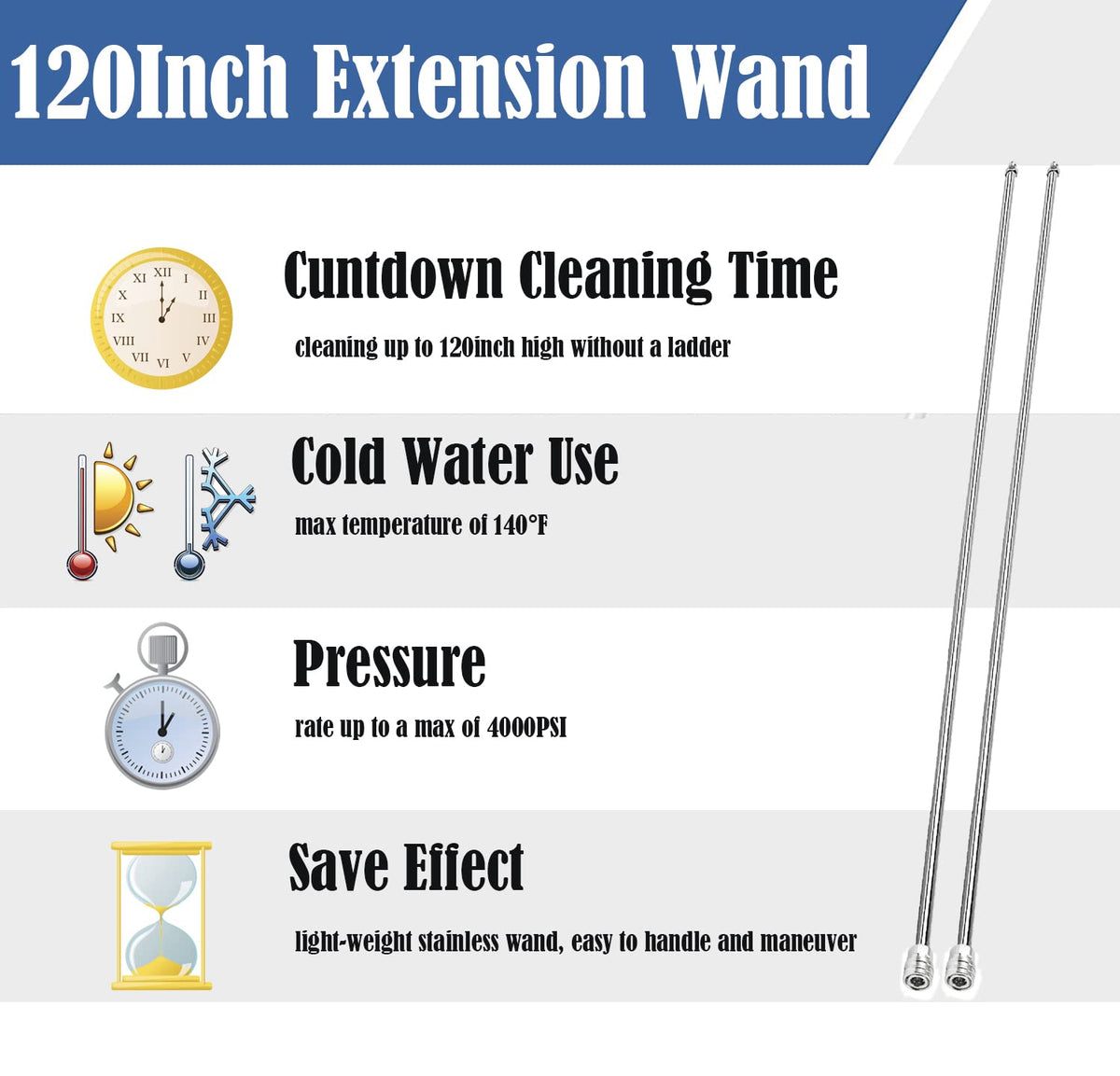 Selkie curved rod lance assembly offers precise control during cleaning.