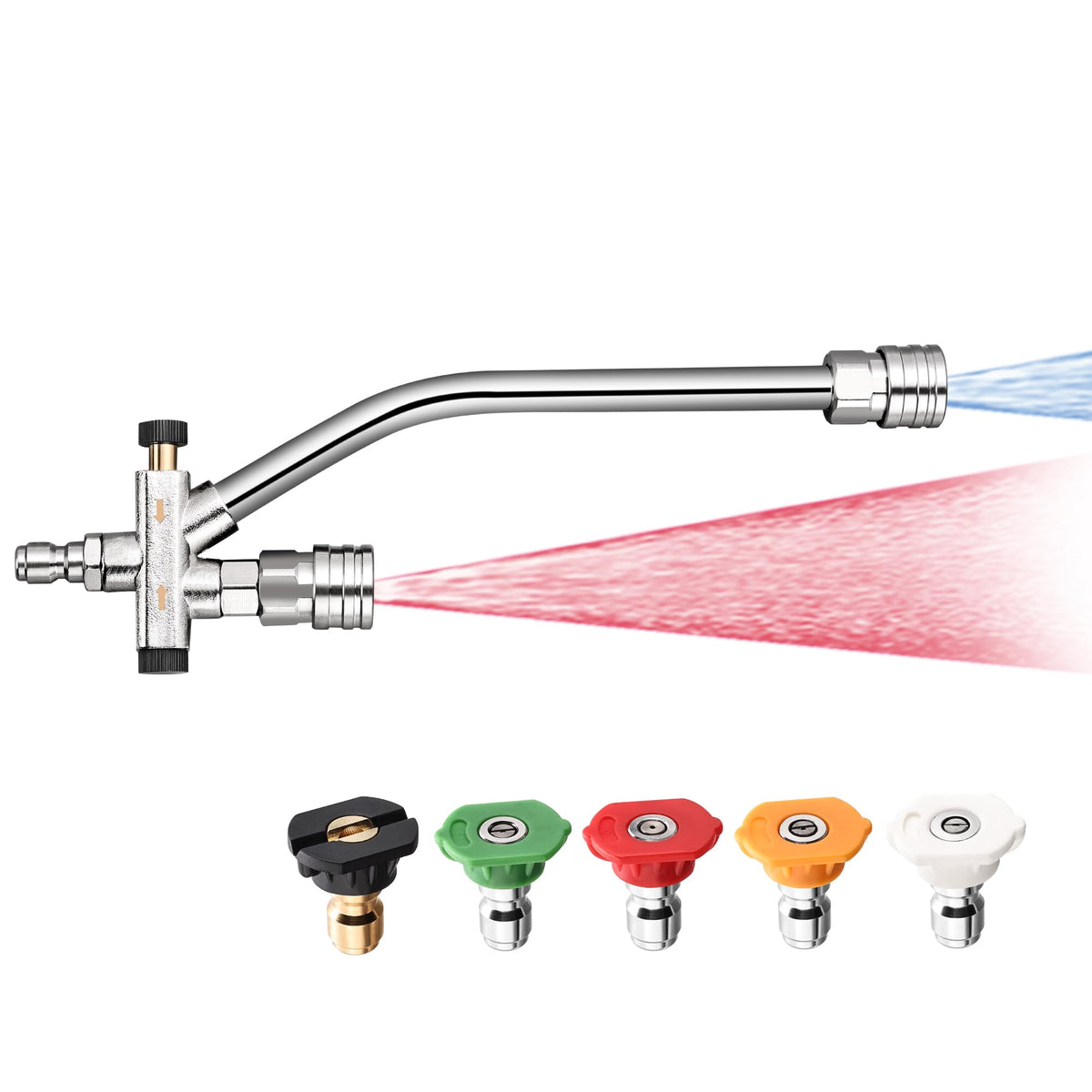 Selkie foam cannon dual-connector assembly for flexible cleaning setups