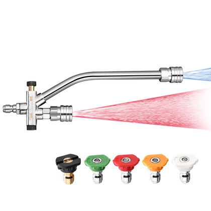 Selkie foam cannon dual-connector assembly for flexible cleaning setups