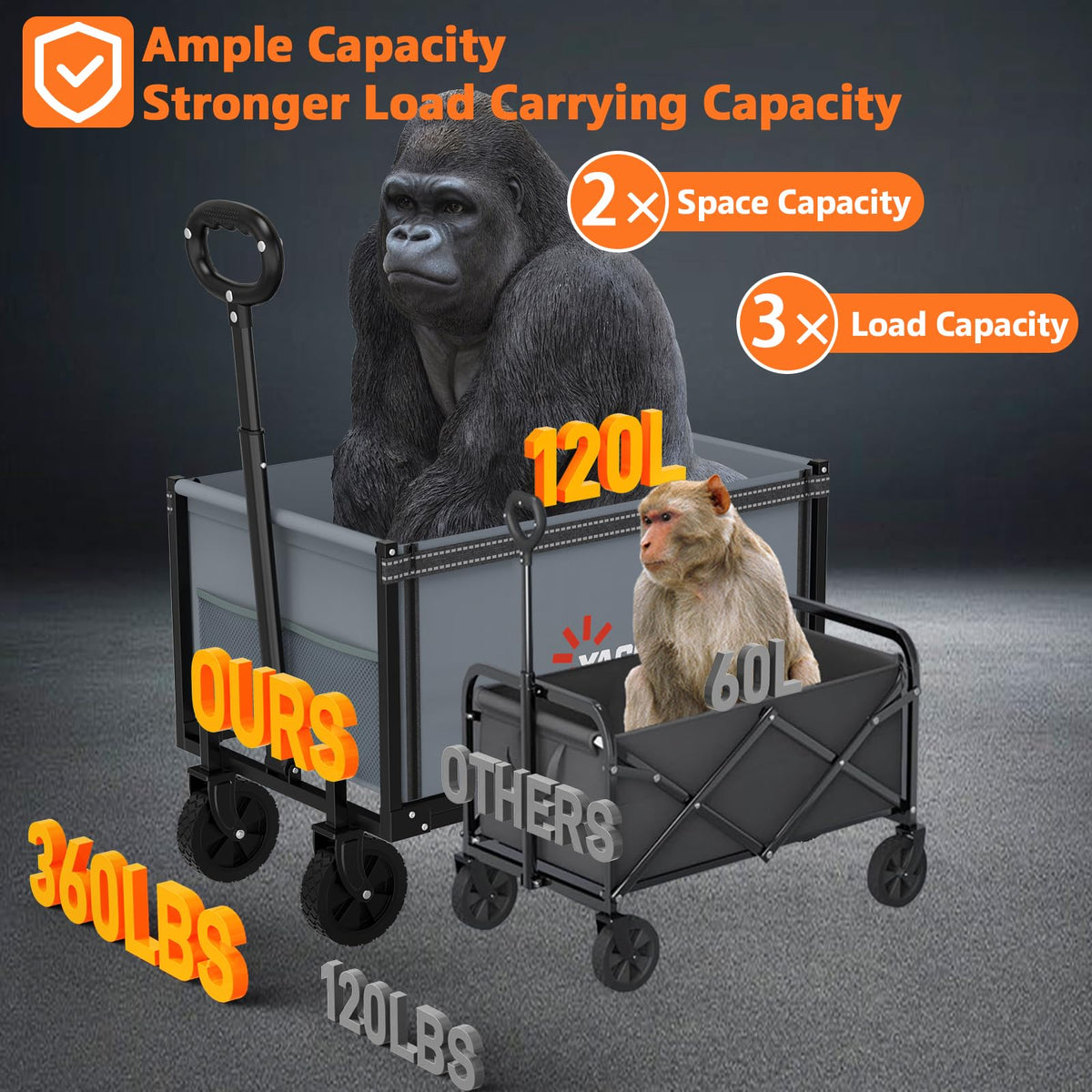 Semoprus YACONA wagon with cup holders and reflective strip for safety