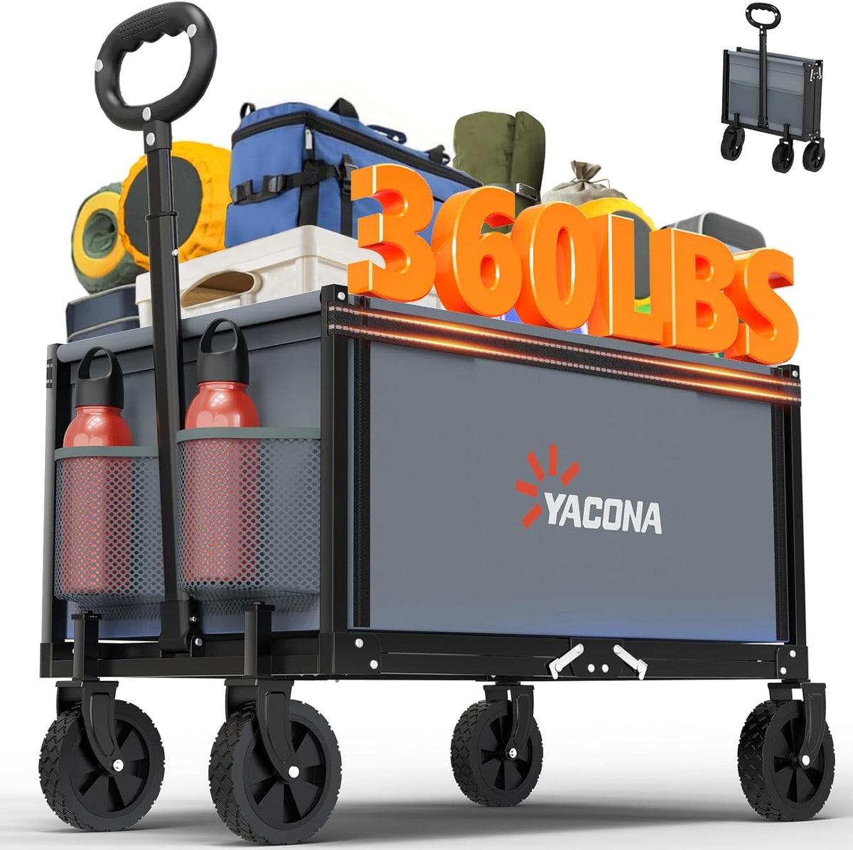 Semoprus YACONA wagon folded frame showing compact portability