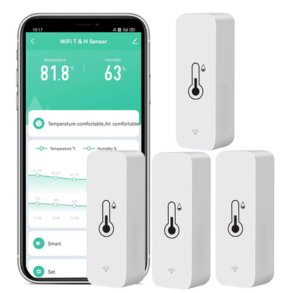 Senckit four-pack sensors shown together for flexible indoor monitoring.