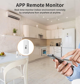 SENCKIT app control screen shows real-time data and history on TUYA platform.
