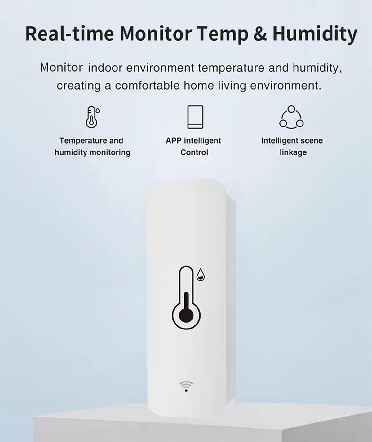 SENCKIT hygrometer among indoor plants for ambient humidity monitoring.
