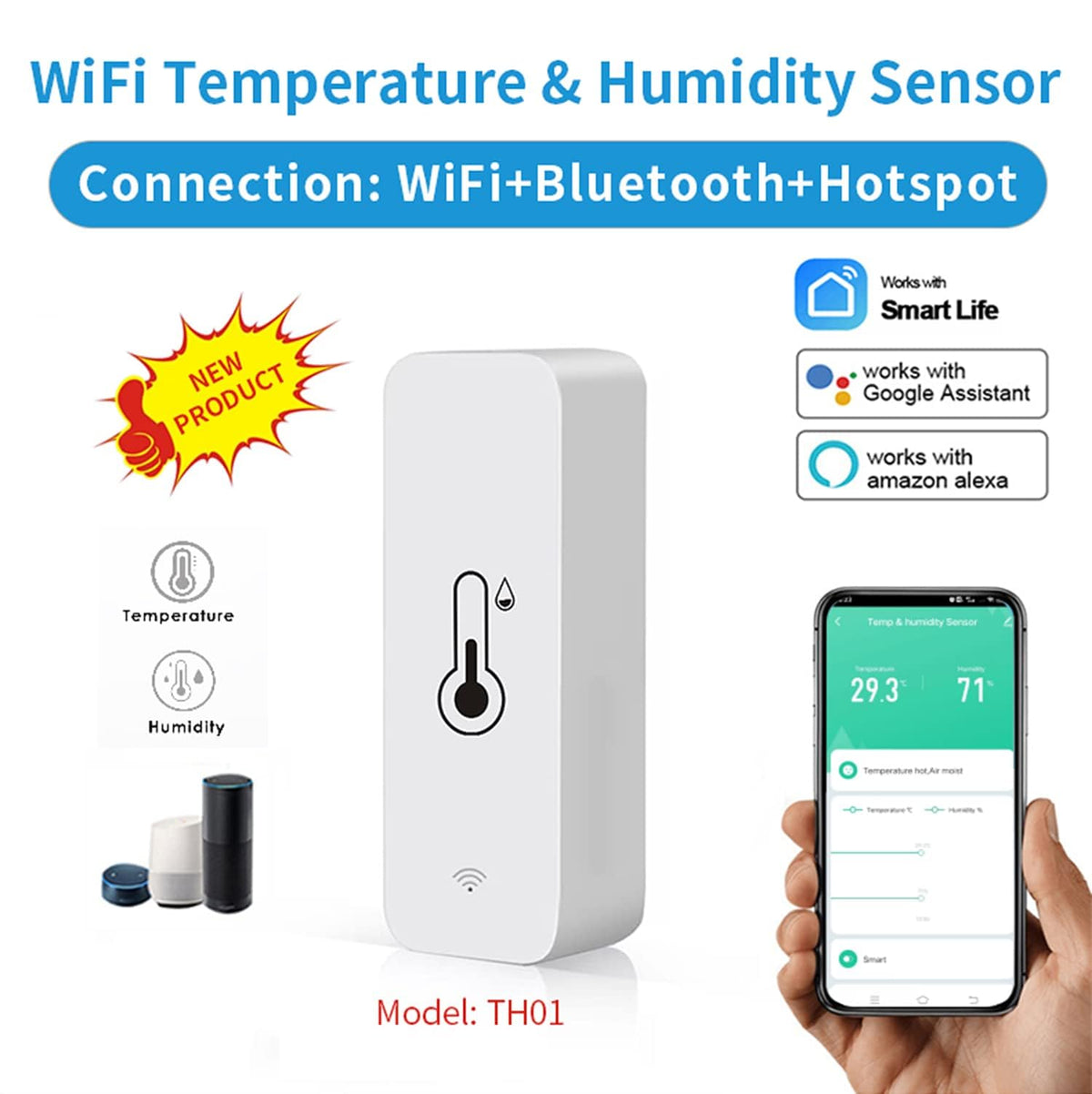 SENCKIT WiFi Hygrometer wall-mount option saves space and keeps sensors accessible.