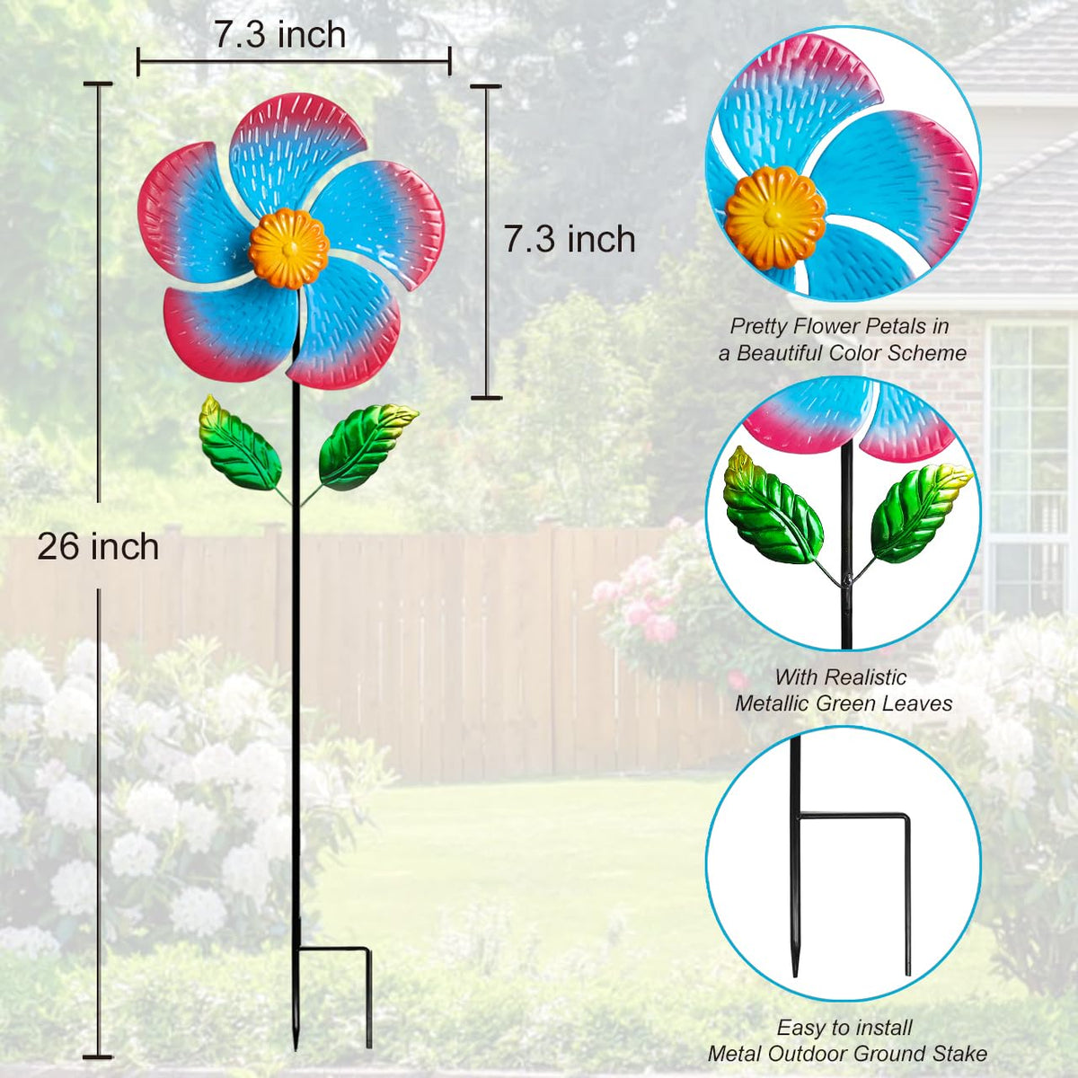 Senflame metal windmill designed for outdoor durability and year-round charm