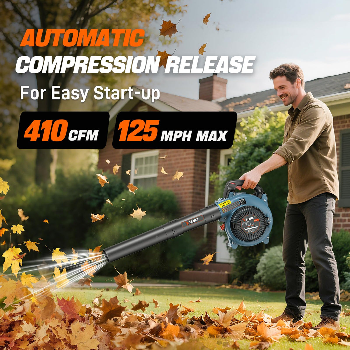 SENIX 4QL easy-start with automatic compression release minimizes pull effort.
