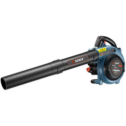 SENIX 4QL leaf blower front view shows compact design for easy yard cleanup.