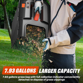 Rear bagging and mulching system on SENIX mower