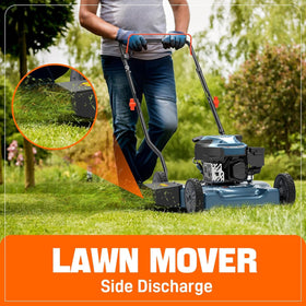SENIX side discharge system for quick expulsion of longer grass