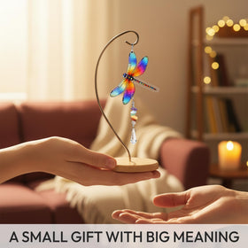 Sensemory dragonfly decor for desk and table, adds elegant color with sun catcher brilliance.