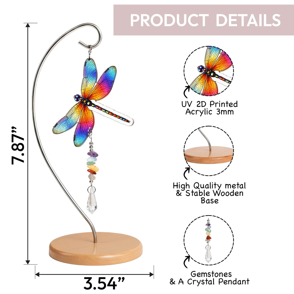 Sensemory dragonfly home decor for office or living space, brightens desks and tables.