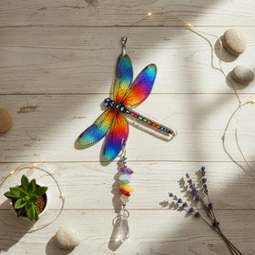 Sensemory dragonfly stained glass effect decor, a vibrant accent for home walls or shelves.