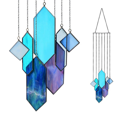 SENSORY4U blue stained glass suncatcher on window enhances natural light with color