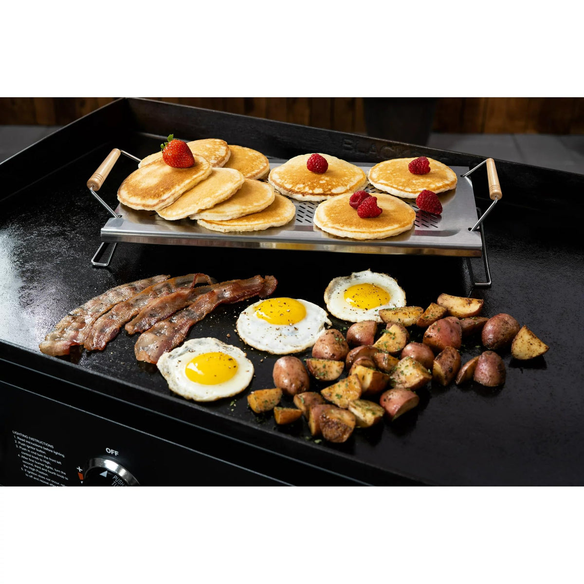 Stainless steel surface is easy to clean after grilling sessions