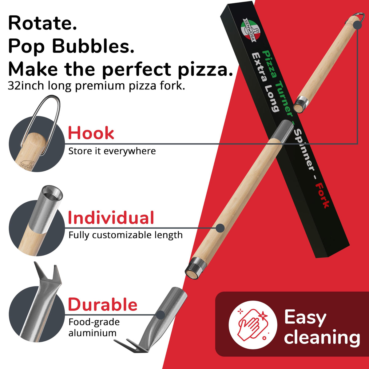 Senwosa 32inch-pizza-tool extends reach for easy handling
