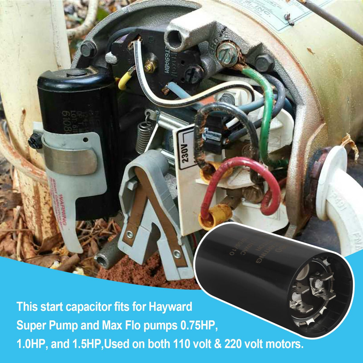 Seork round motor well pump capacitor ready for reliable startup.