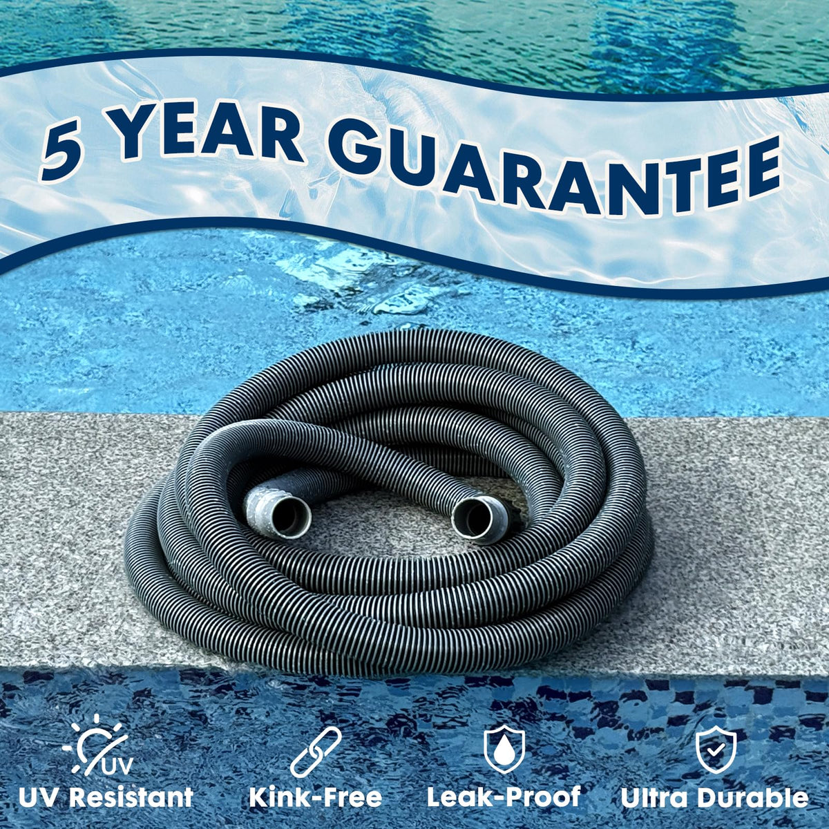 Sepetrel hose with 5-year warranty supports reliable pool maintenance