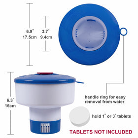 Sepetrel pool chlorine floater dispenser accepts 1 and 3 inch tablets for versatility