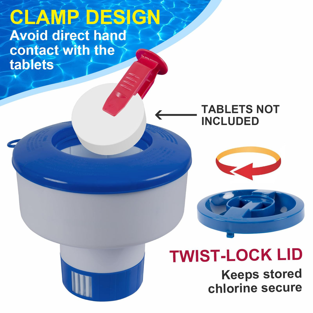 Sepetrel pool chlorine floater dispenser flow-control ring enables precise release