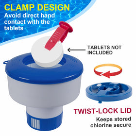 Sepetrel pool chlorine floater dispenser flow-control ring enables precise release