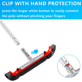 Sepetrel safety clip guards fingers during attachment and detachment from the pole.