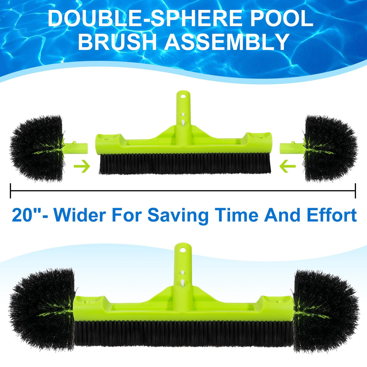 Sepetrel wave-form and straight bristles for versatile pool cleaning