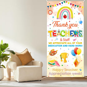 Sereliy educational icons rainbow apples and pencils highlight playful theme.