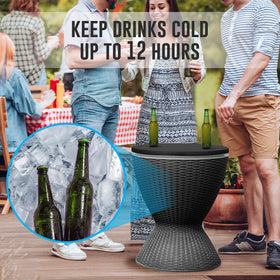 SereneLife Outdoor Cool Bar Table full-beverage-capacity with ice demonstrates party-ready storage.