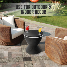 SereneLife Outdoor Cool Bar Table ice-keeps drinks up to 12 hours.