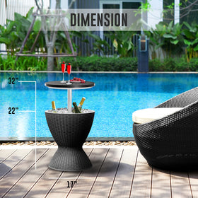 SereneLife Outdoor Cool Bar Table lid-elevated view illustrating cocktail table use.