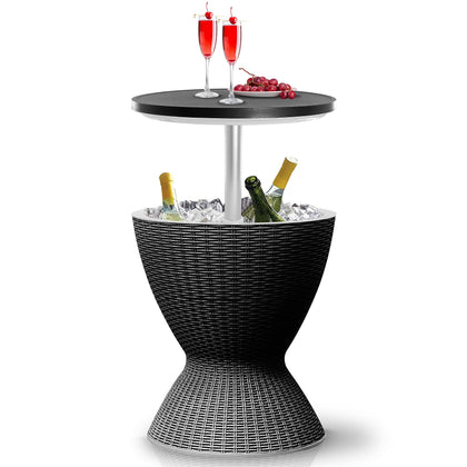 SereneLife Outdoor Cool Bar Table side view showing 7.5 gal cooler for easy entertaining.
