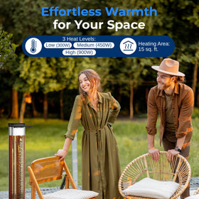 SereneLife Aluminum reflector directs heat toward guests.
