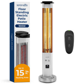 SereneLife Outdoor Heater front view showcases compact design for small patios.
