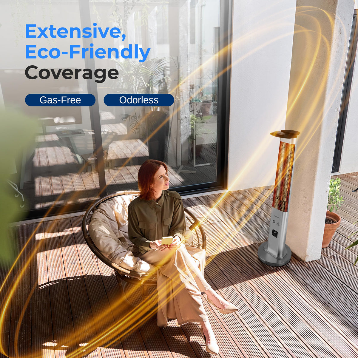 SereneLife Outdoor Heater IP65 label indicates weatherproof performance.