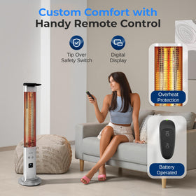 SereneLife Outdoor Heater in operation delivers warm ambiance for evenings.