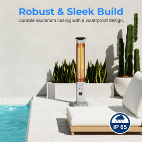 SereneLife Outdoor Heater remote control enables easy temperature adjustment.