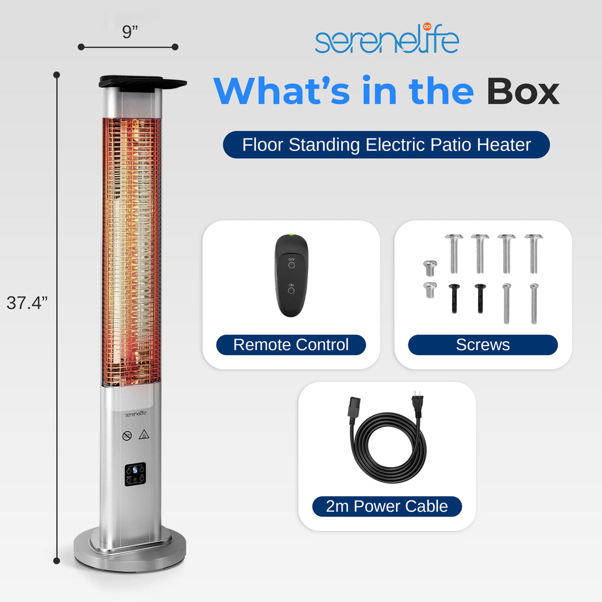 SereneLife Outdoor Heater weatherproof finish supports year-round use.