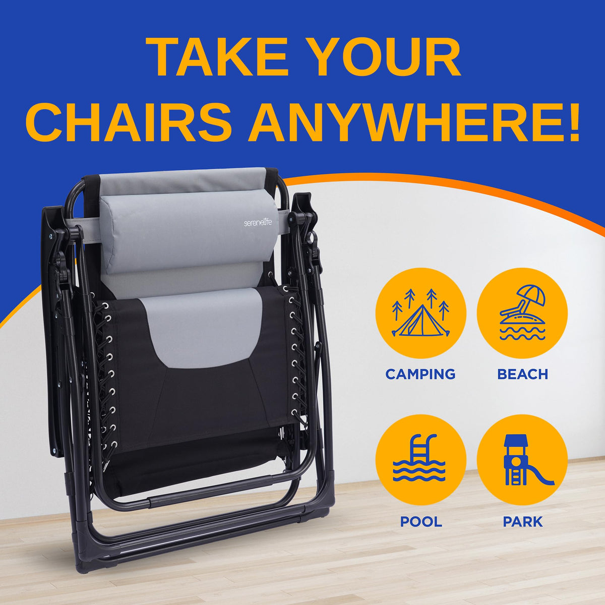 SereneLife steel frame with double bungee cords offers strong, durable support.