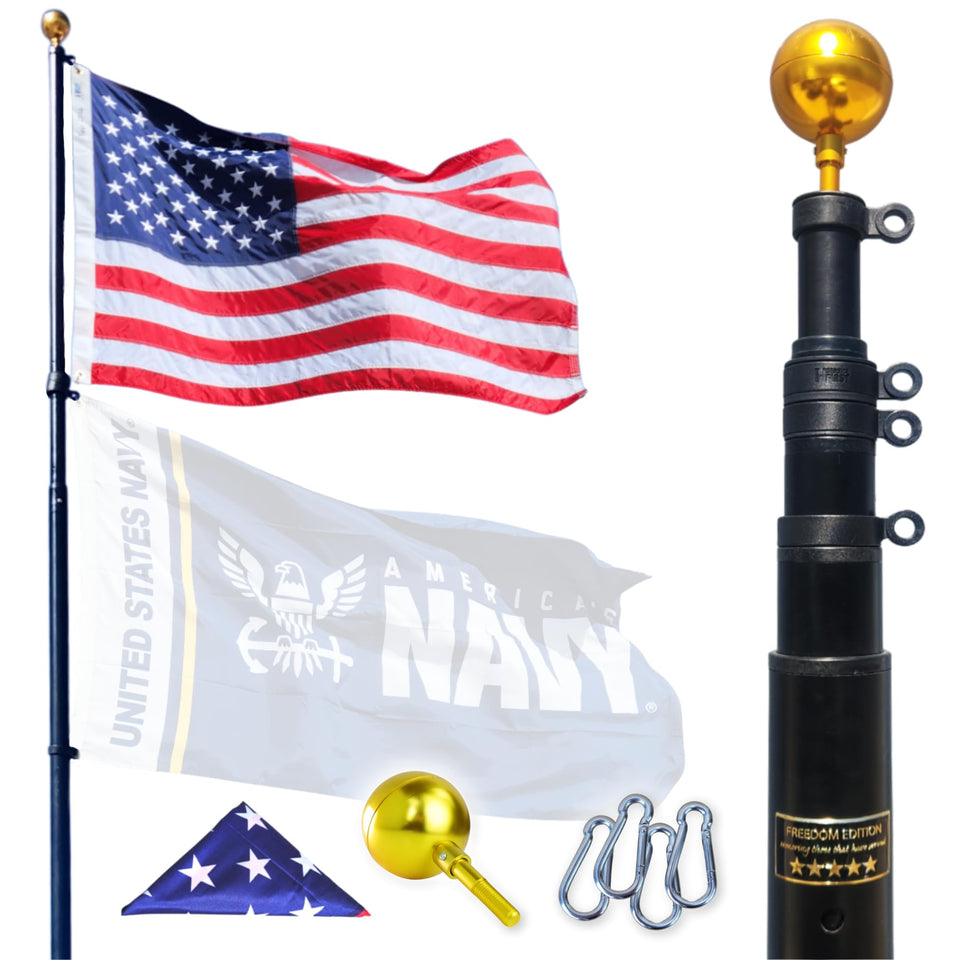 Service First 20ft flagpole kit in black for outdoor installation