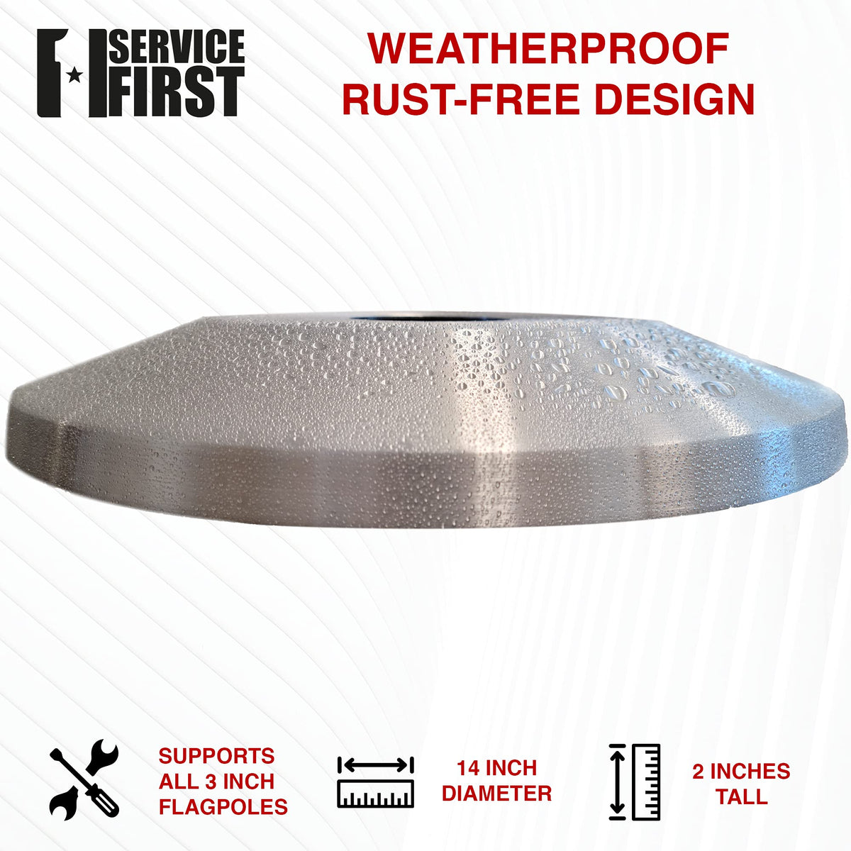 Service First flash collar base large diameter detail shows 13.75-inch outside diameter.